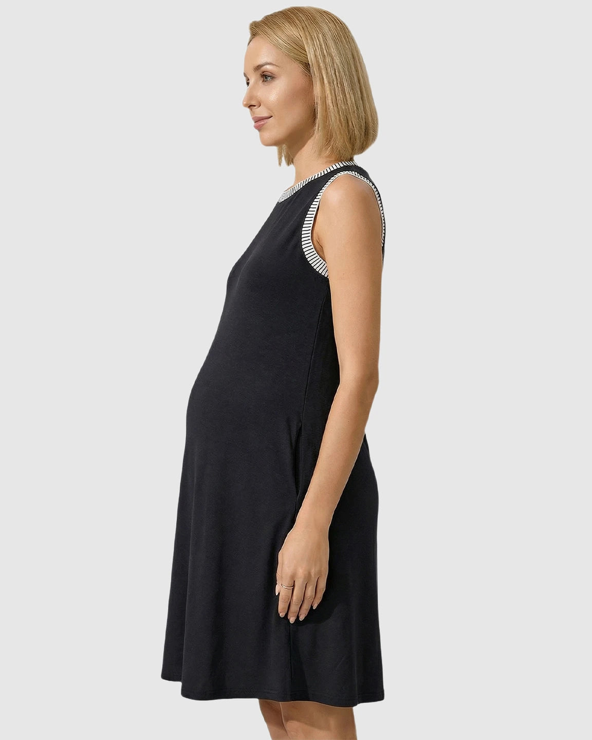 Sleeveless Mid-Waist Umbrella Skirt Maternity Dress