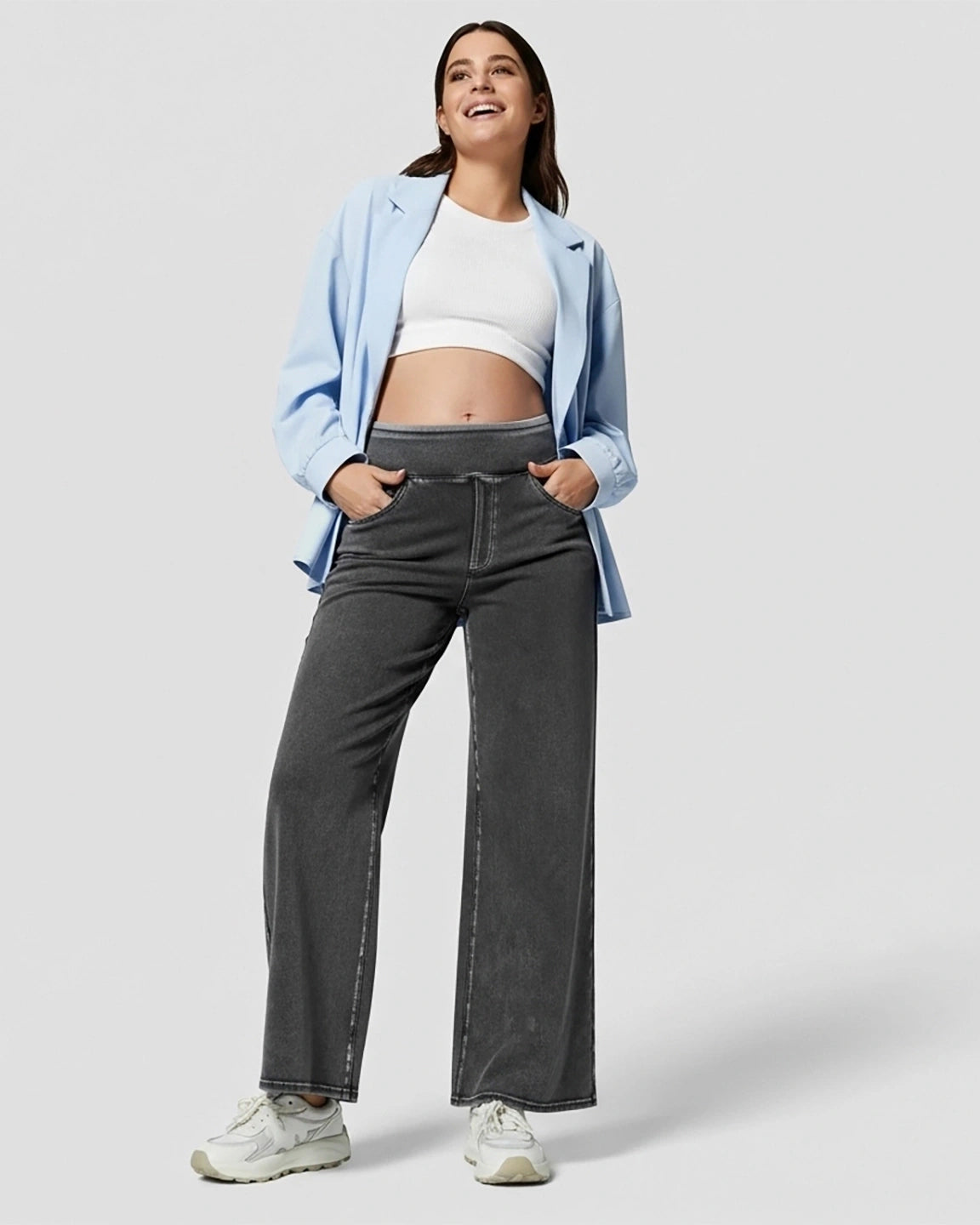 Adjustable Waist Wide-Leg Maternity Jeans