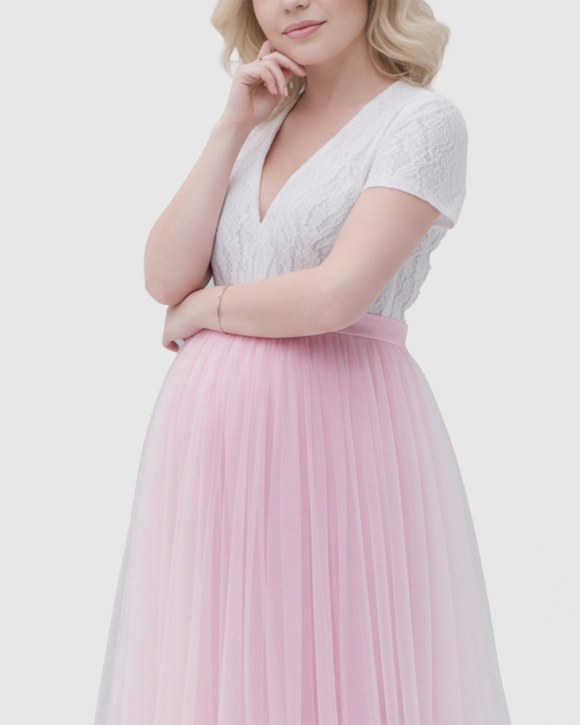 Two-Piece Lace & Tulle Maternity Gown