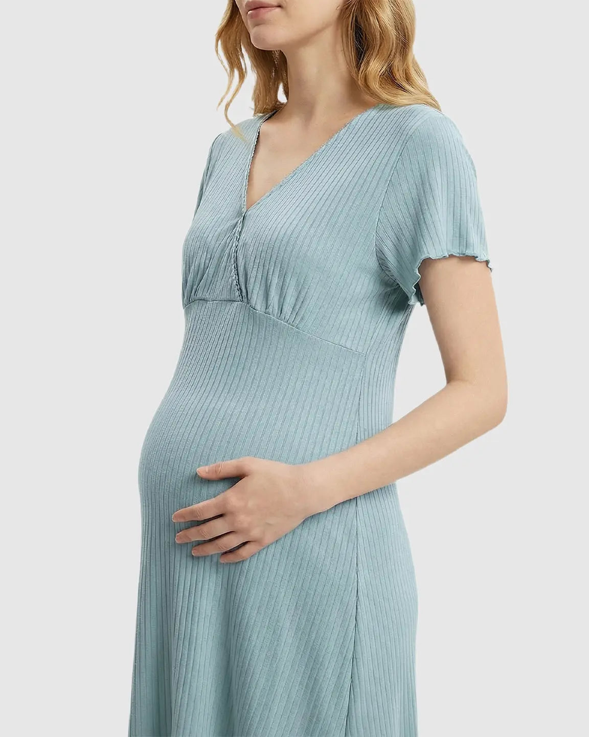 Hidden Nursing Access K-Fashion Maternity Lounge Dress