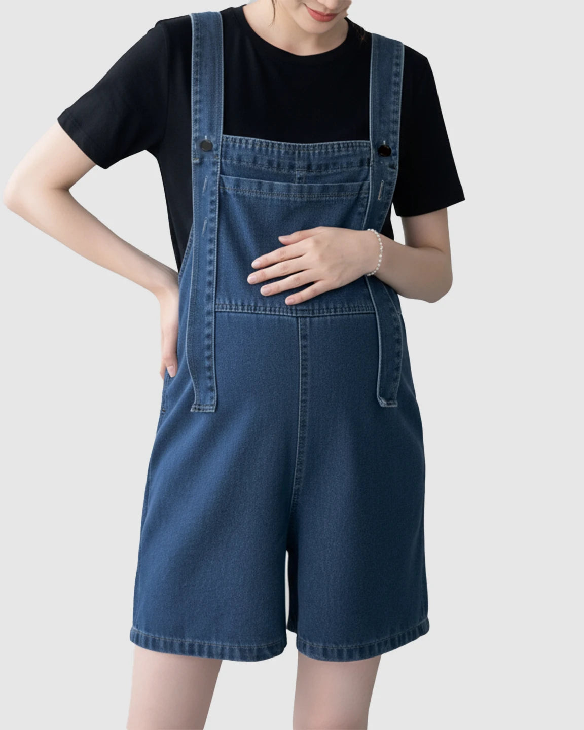 Front Bib Pocket Comfort Fit Maternity Denim Overalls