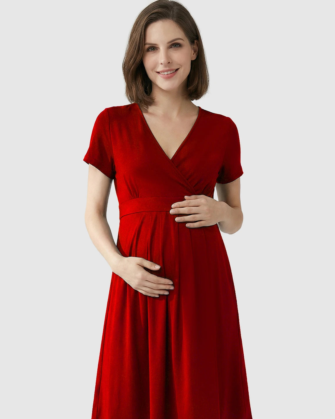 V-Neck A-Line Maternity & Nursing Dress