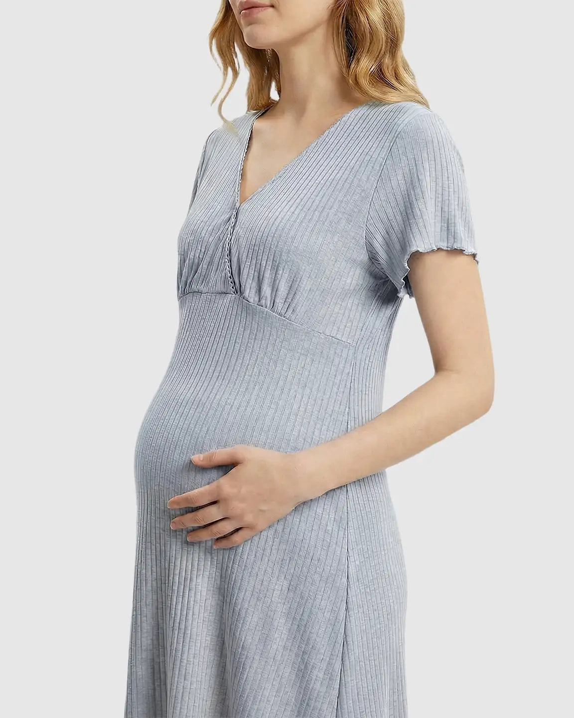 Hidden Nursing Access K-Fashion Maternity Lounge Dress