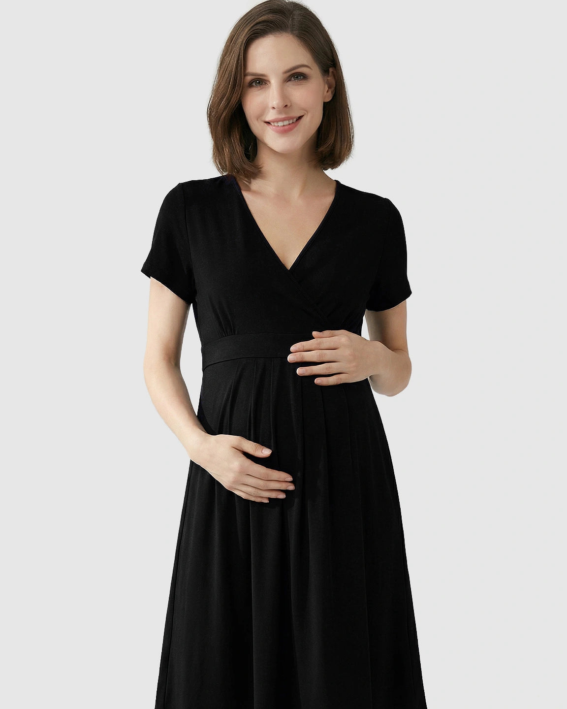 V-Neck A-Line Maternity & Nursing Dress