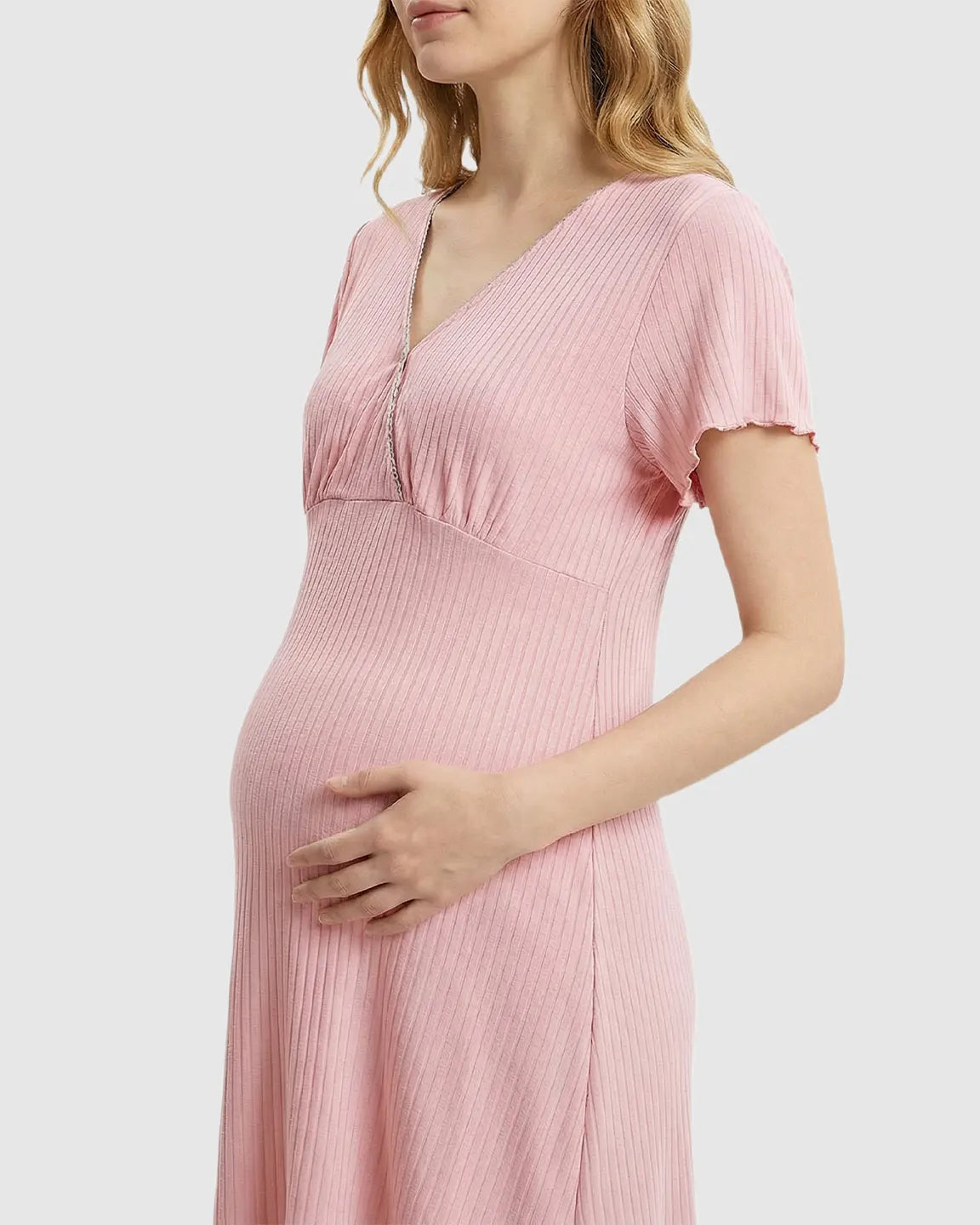 Hidden Nursing Access K-Fashion Maternity Lounge Dress