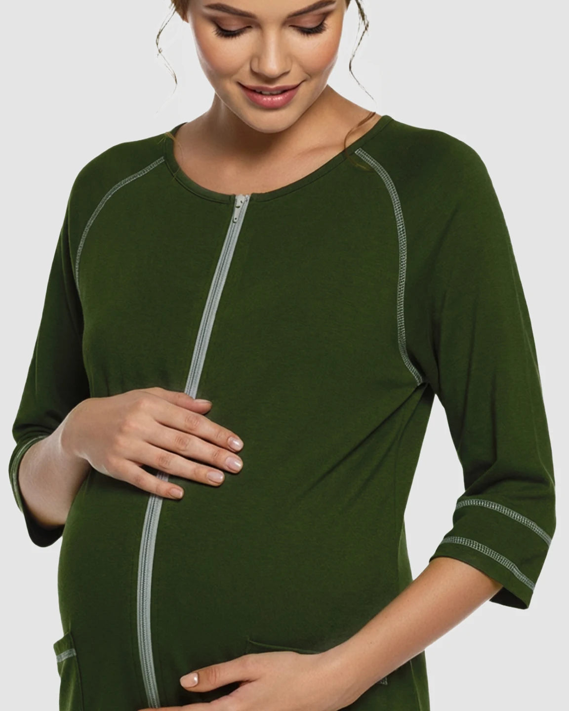 Front Zipper Loose Fit Maternity & Nursing Dress