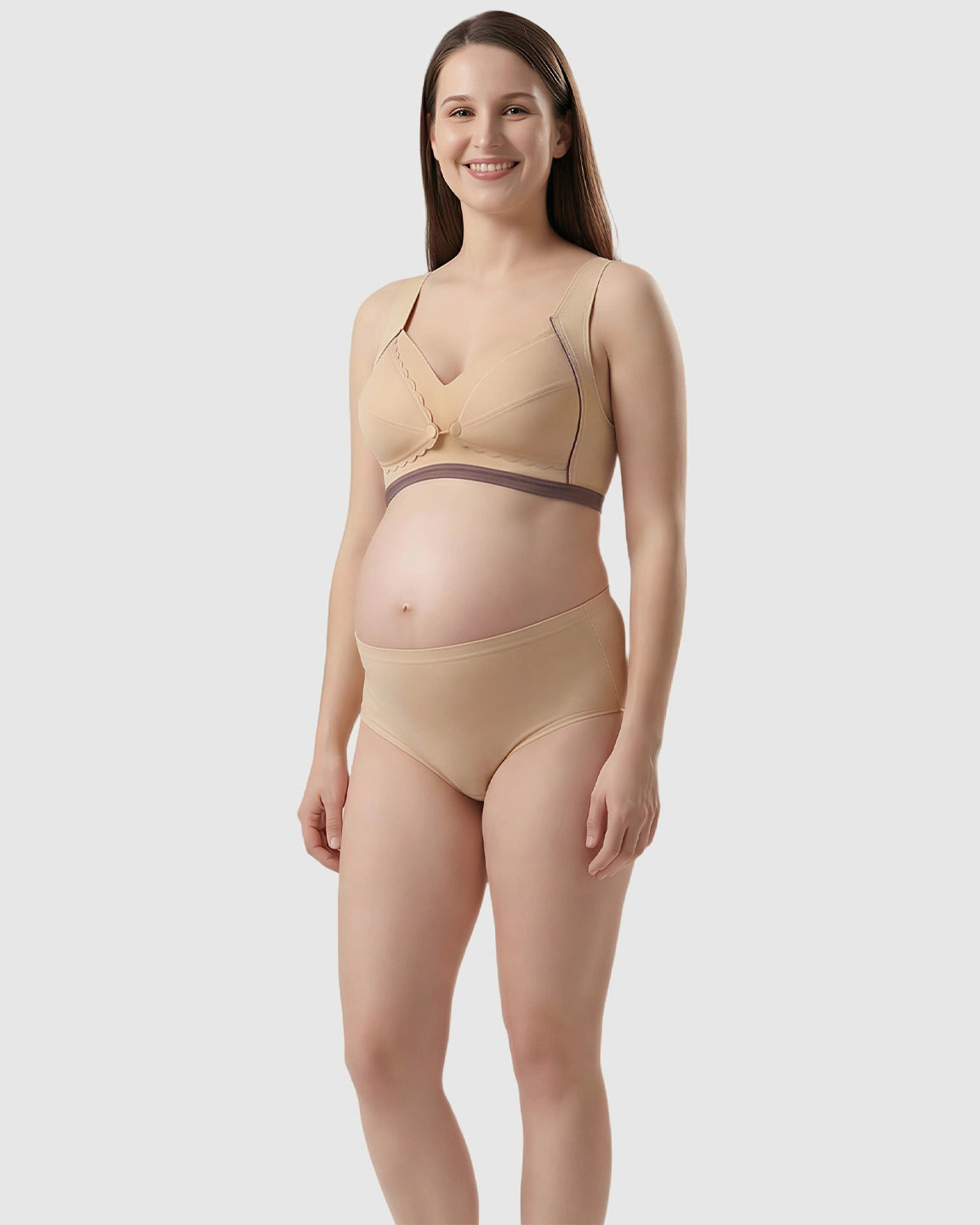 Scalloped V-Neck Contrast Trim Nursing Bra