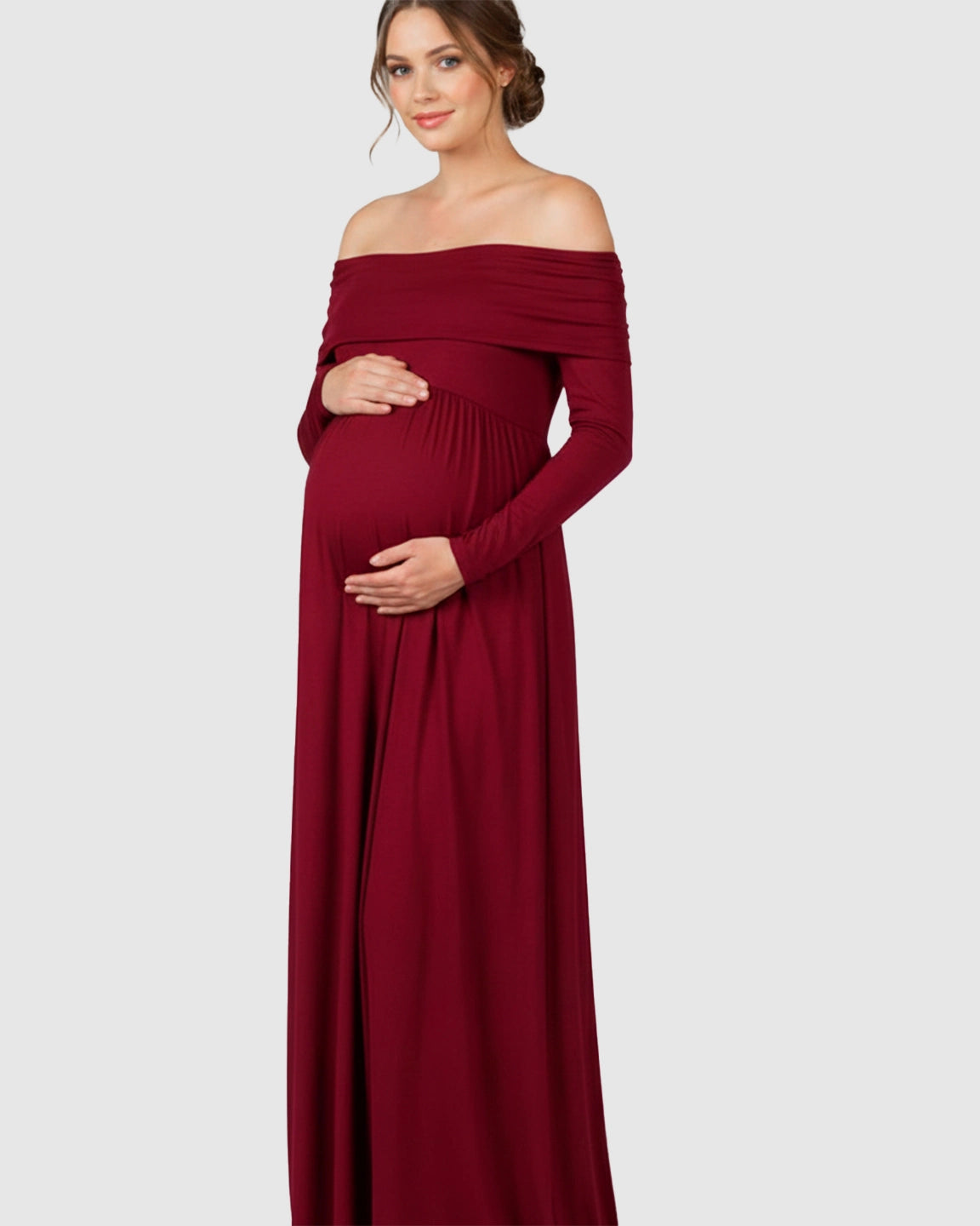 Off-Shoulder Floor-Length Maternity Gown