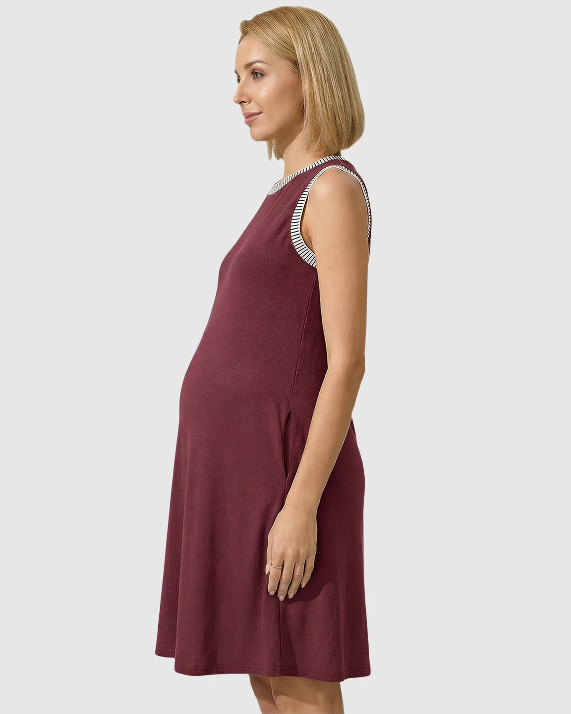 Sleeveless Mid-Waist Umbrella Skirt Maternity Dress