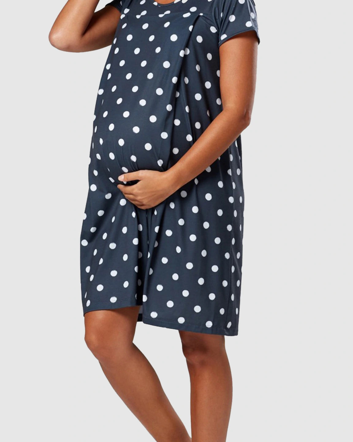 Hidden Nursing Opening Polka Dot Maternity Dress