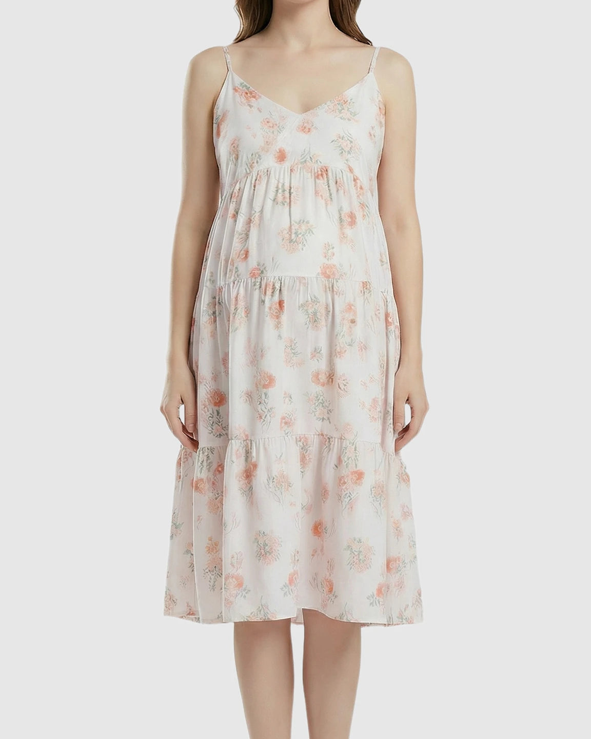 Sleeveless Floral Print Maternity Nightgown