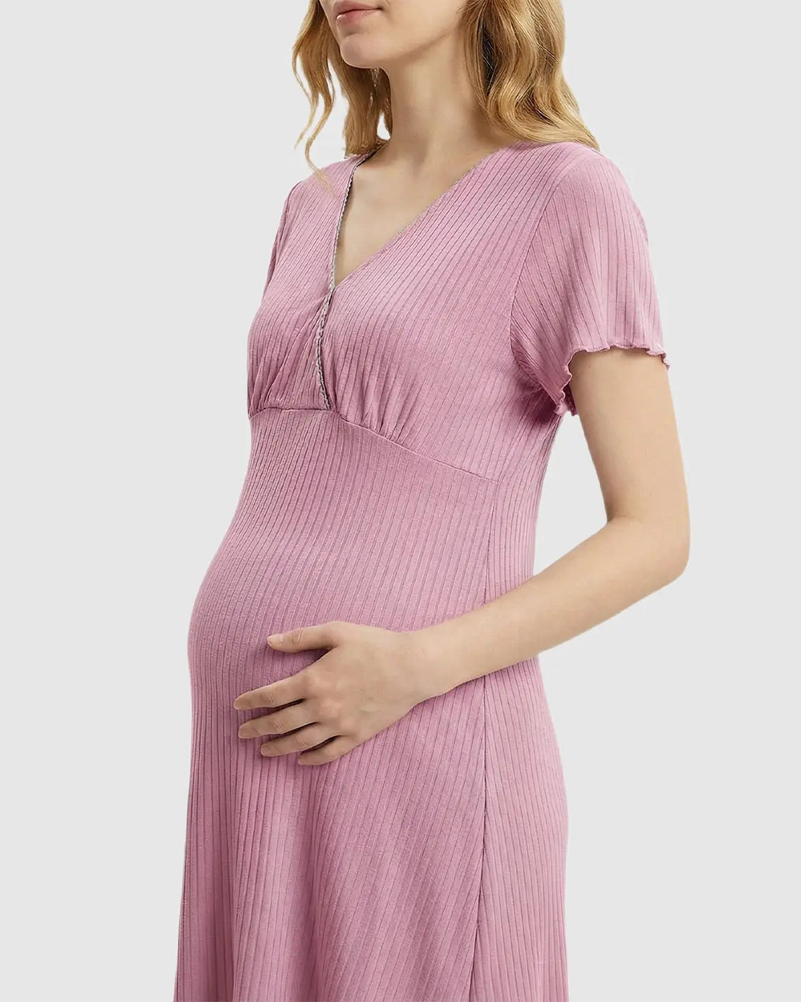 Hidden Nursing Access K-Fashion Maternity Lounge Dress