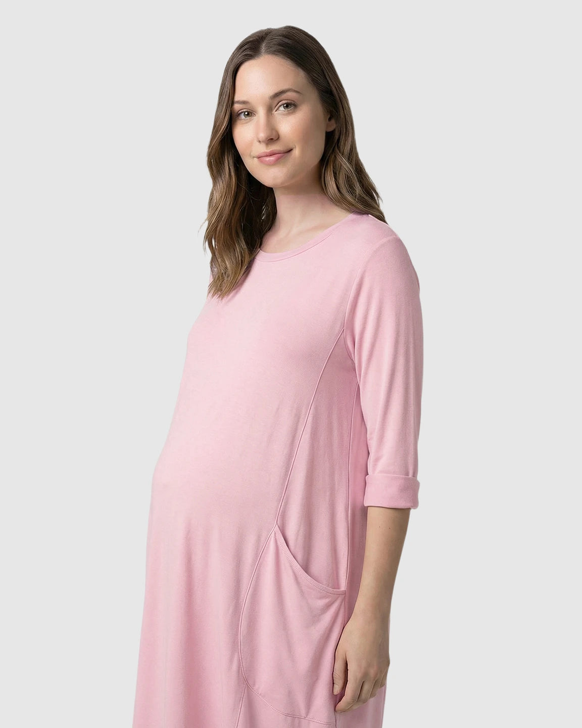Pocketed Lantern Skirt Maternity Midi Dress