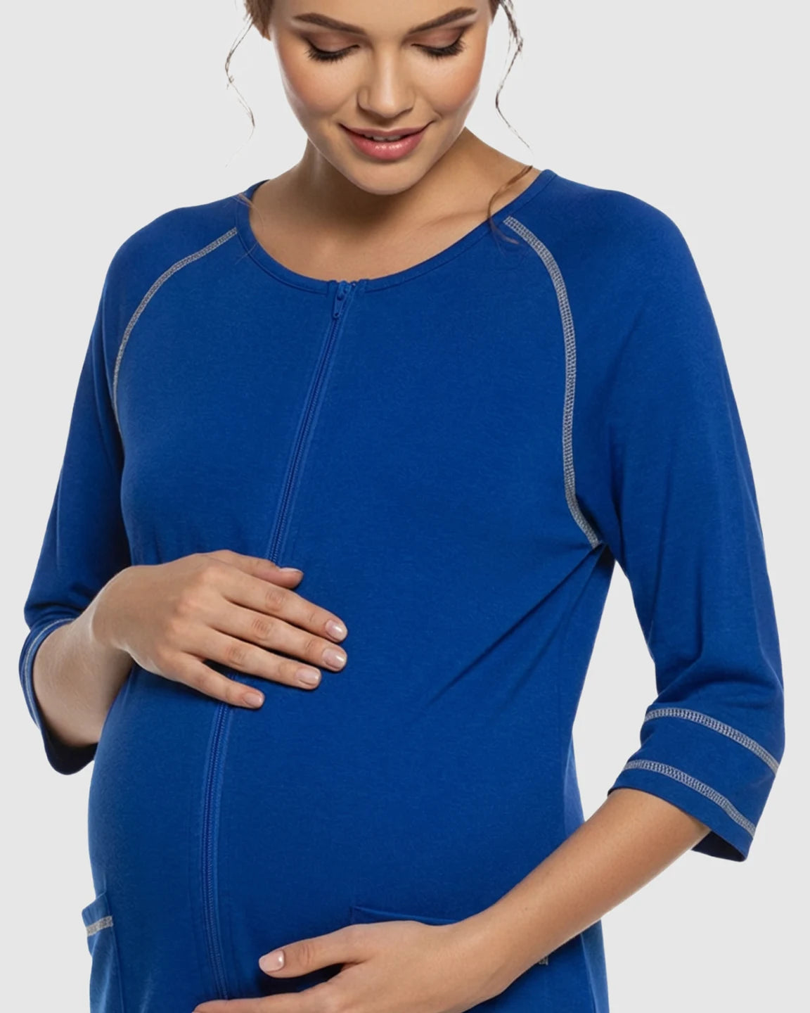 Front Zipper Loose Fit Maternity & Nursing Dress