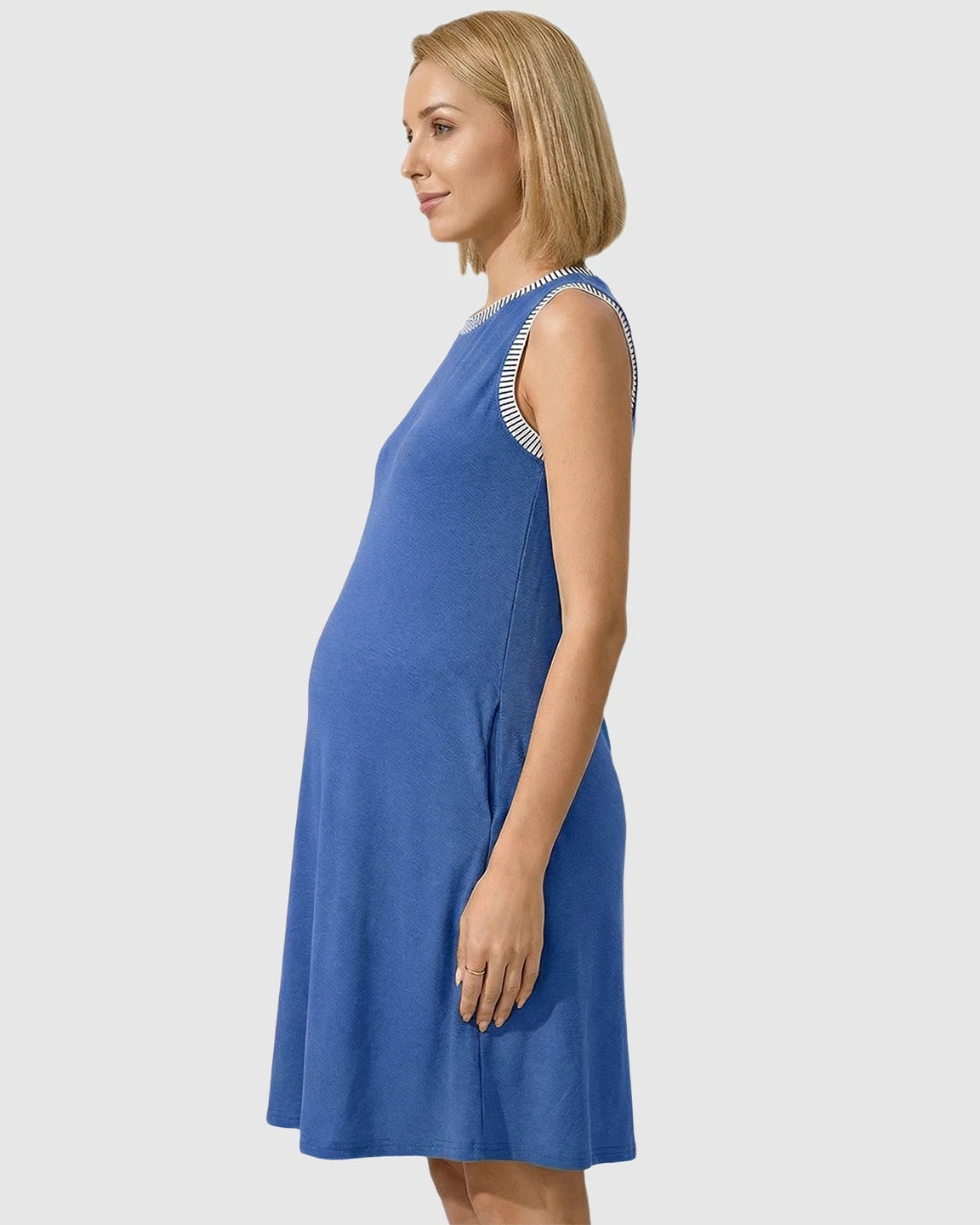 Sleeveless Mid-Waist Umbrella Skirt Maternity Dress