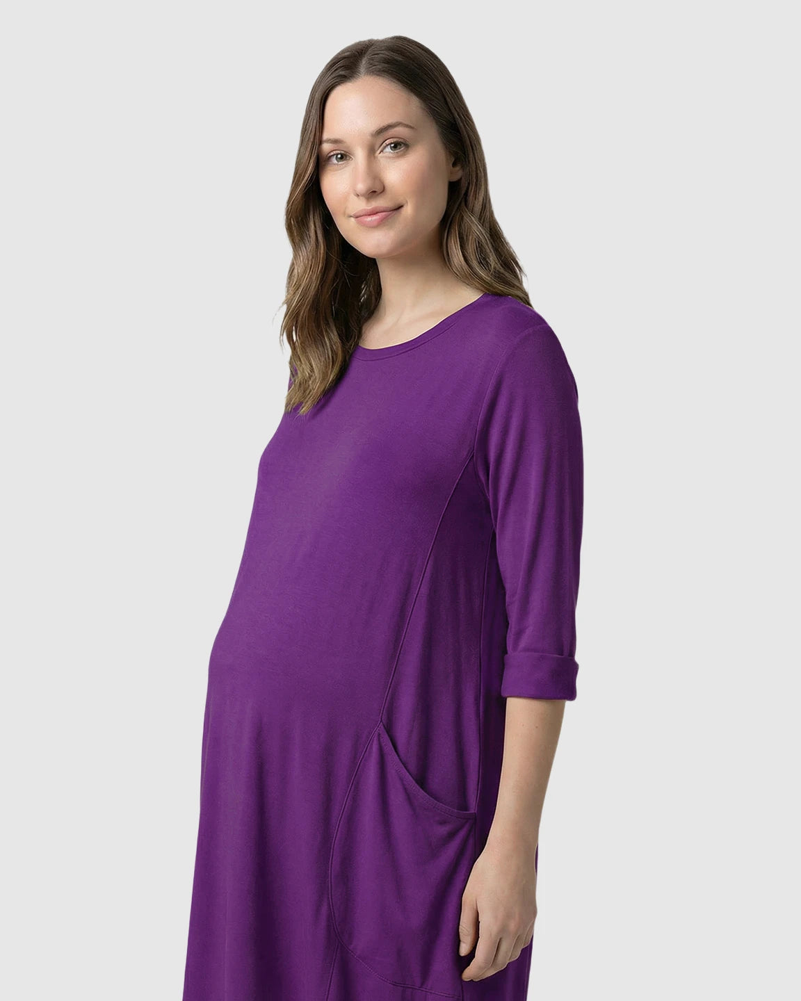 Pocketed Lantern Skirt Maternity Midi Dress