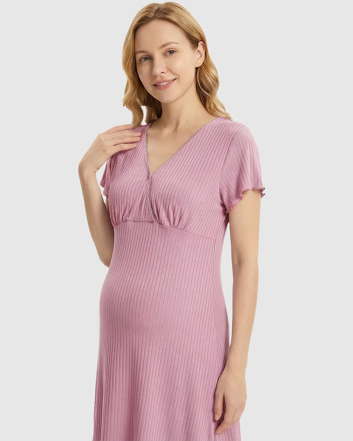 Hidden Nursing Access K-Fashion Maternity Lounge Dress