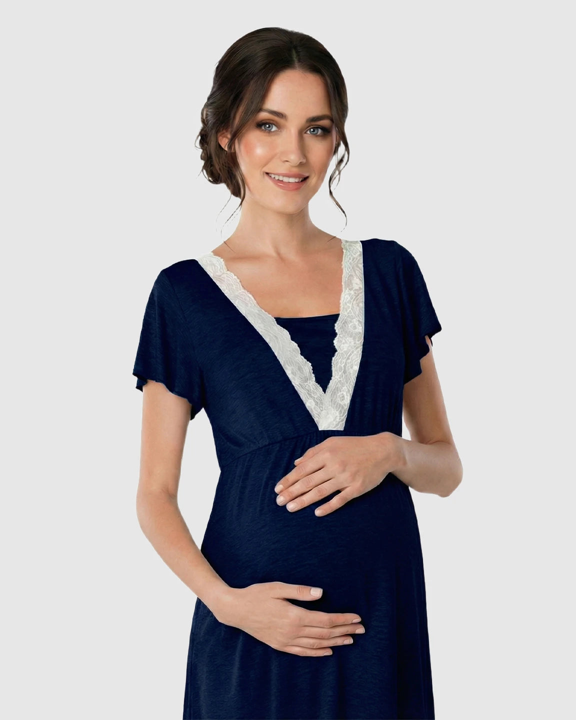 Lace-Trim V-Neck Maternity & Nursing Nightdress