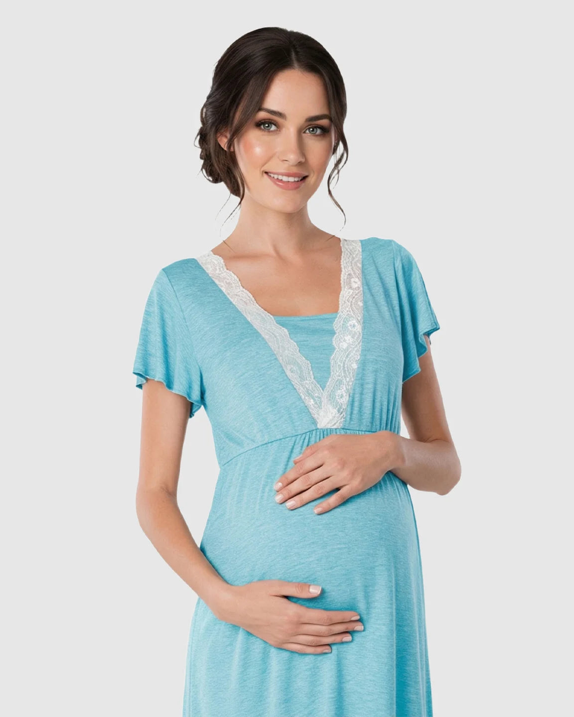 Lace-Trim V-Neck Maternity & Nursing Nightdress