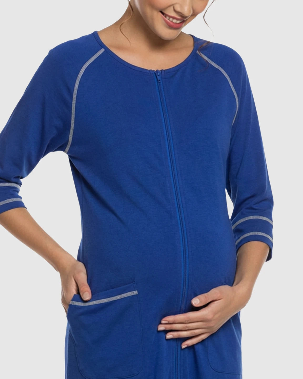 Front Zipper Loose Fit Maternity & Nursing Dress
