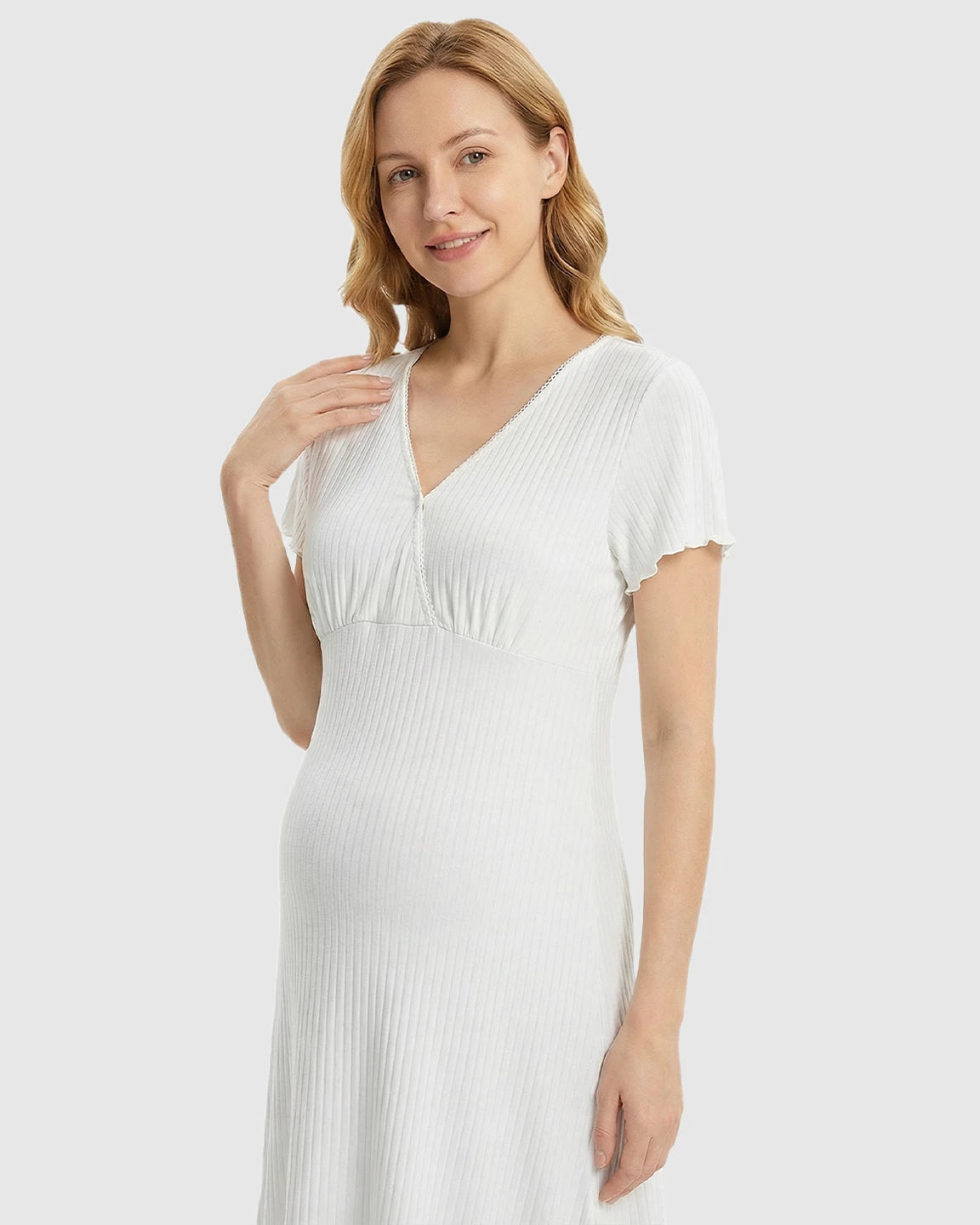 Hidden Nursing Access K-Fashion Maternity Lounge Dress