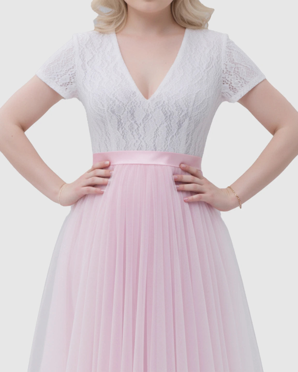 Two-Piece Lace & Tulle Maternity Gown