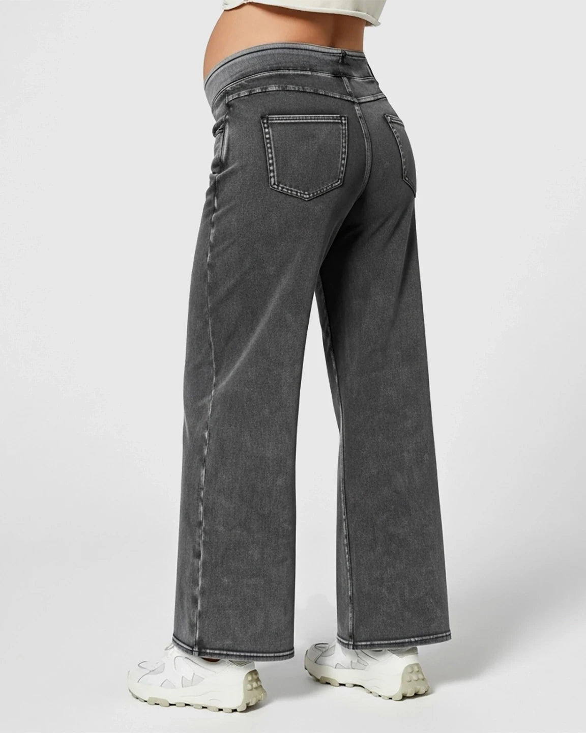 Adjustable Waist Wide-Leg Maternity Jeans