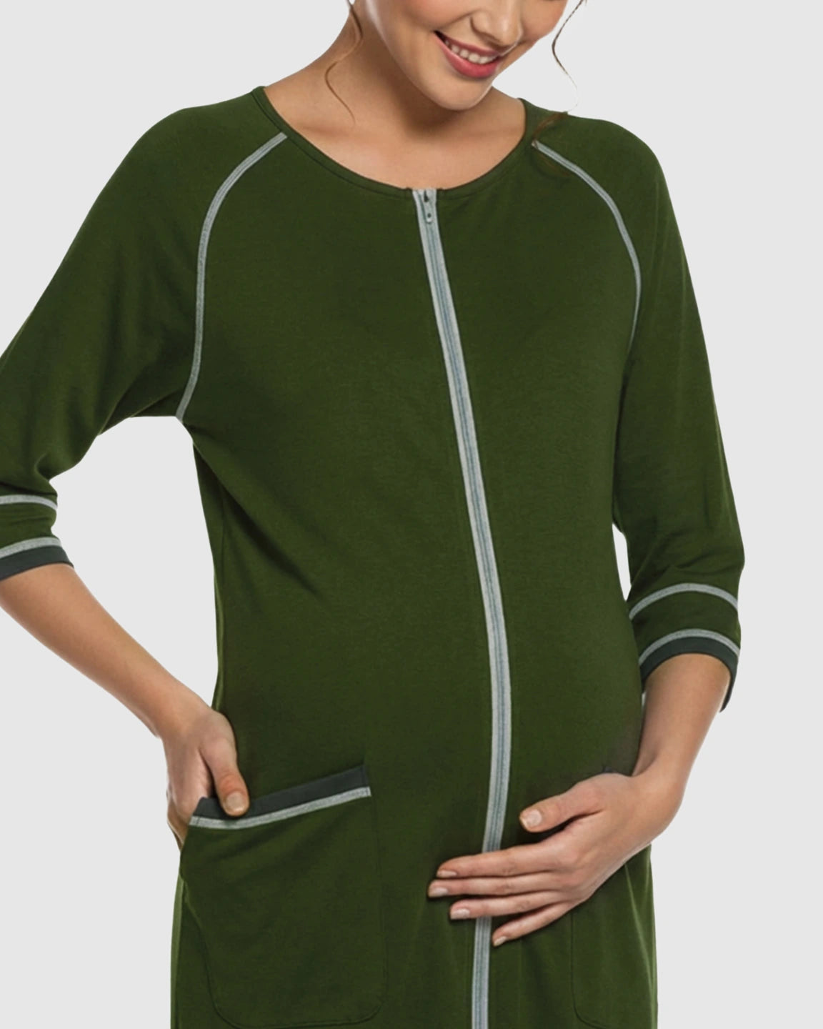Front Zipper Loose Fit Maternity & Nursing Dress