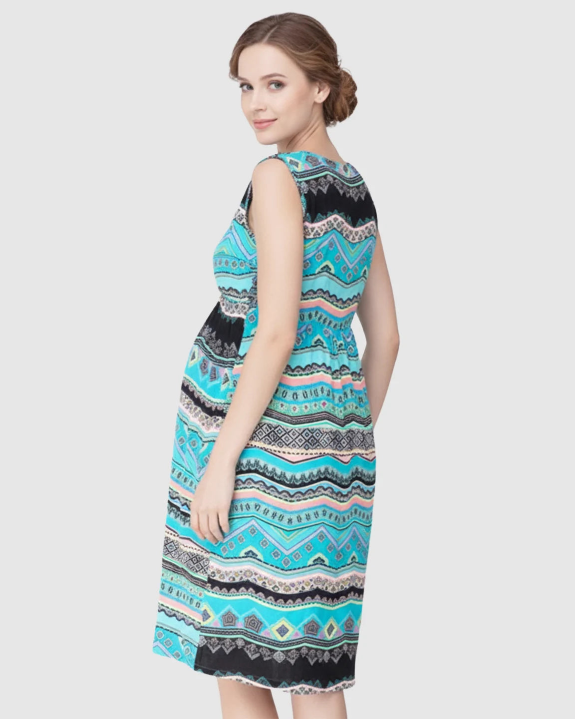 Cross-Nursing Sleeveless Casual Maternity Midi Dress