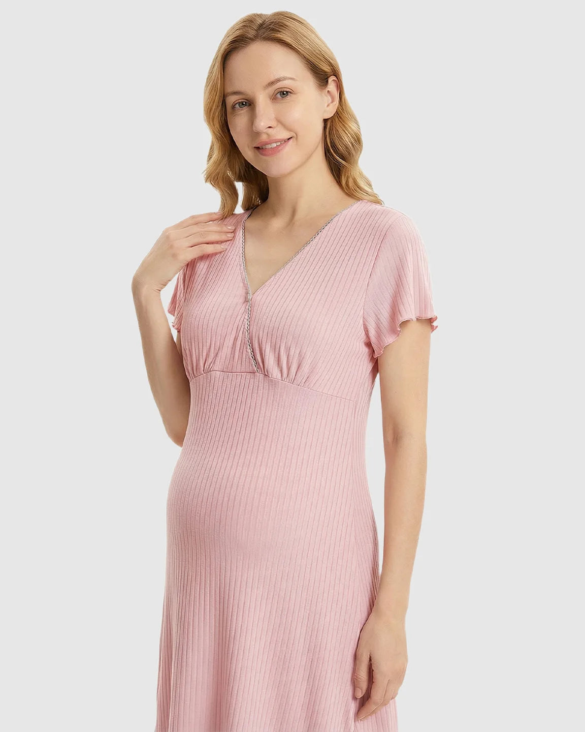 Hidden Nursing Access K-Fashion Maternity Lounge Dress