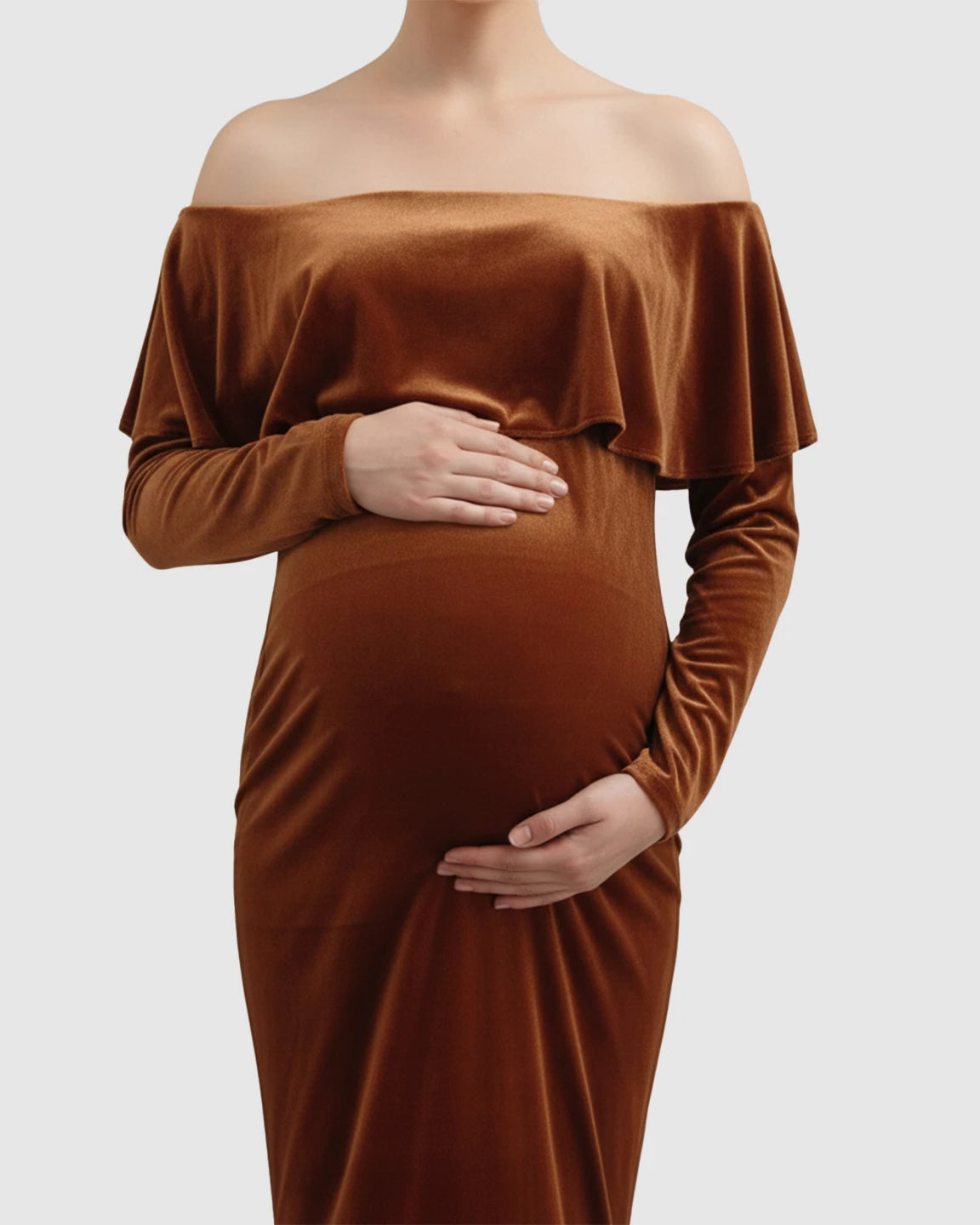 Off-Shoulder Fitted Maternity Photoshoot Dress