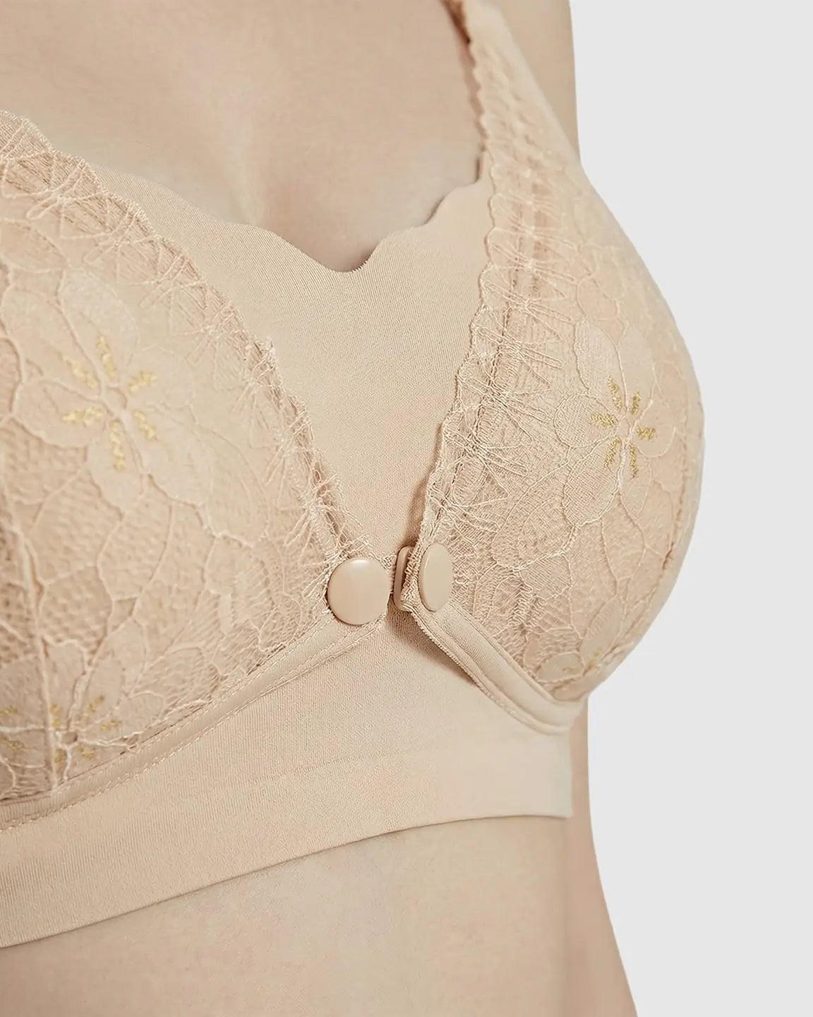 Snap Front Lace-Pattern Nursing Bra