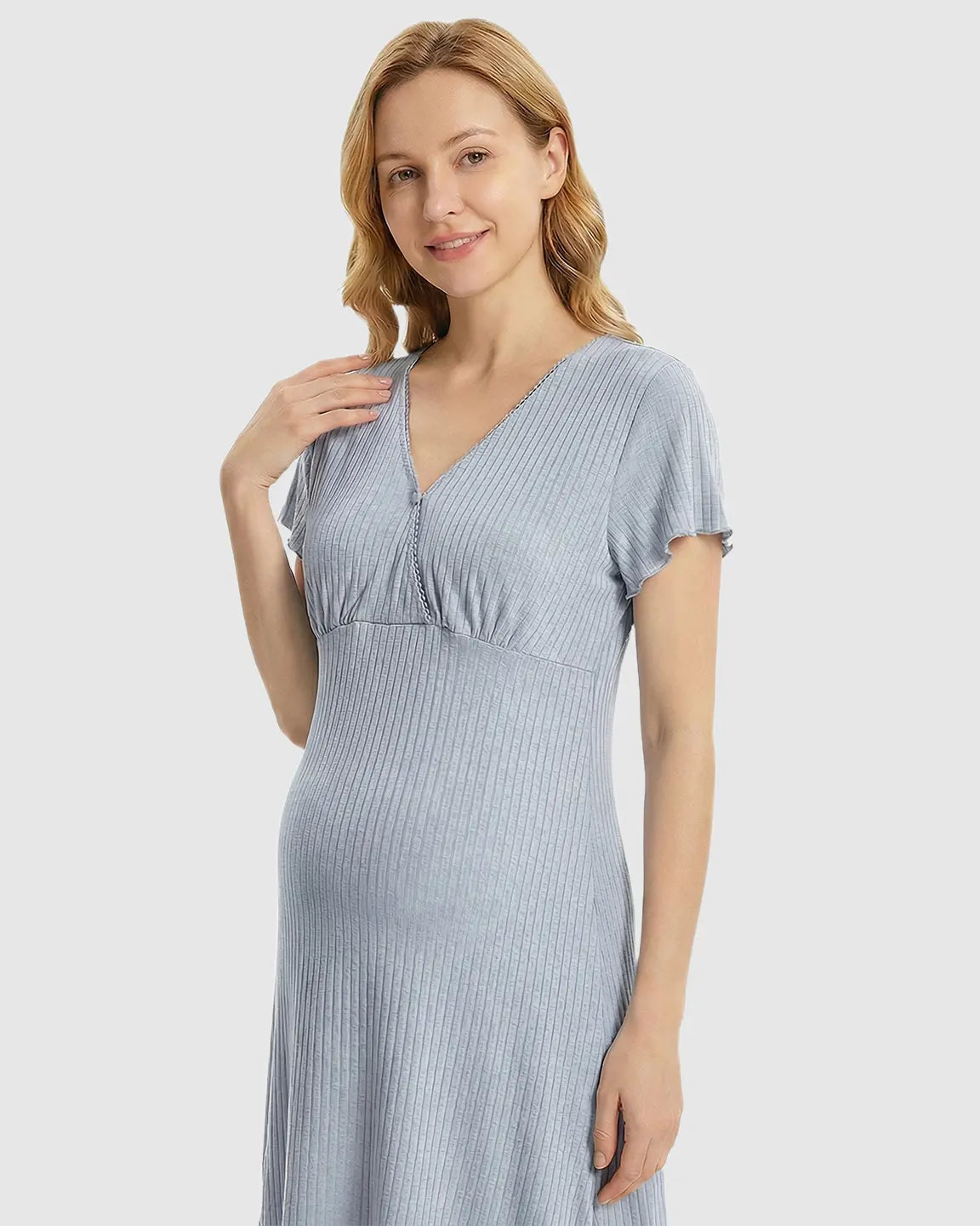 Hidden Nursing Access K-Fashion Maternity Lounge Dress