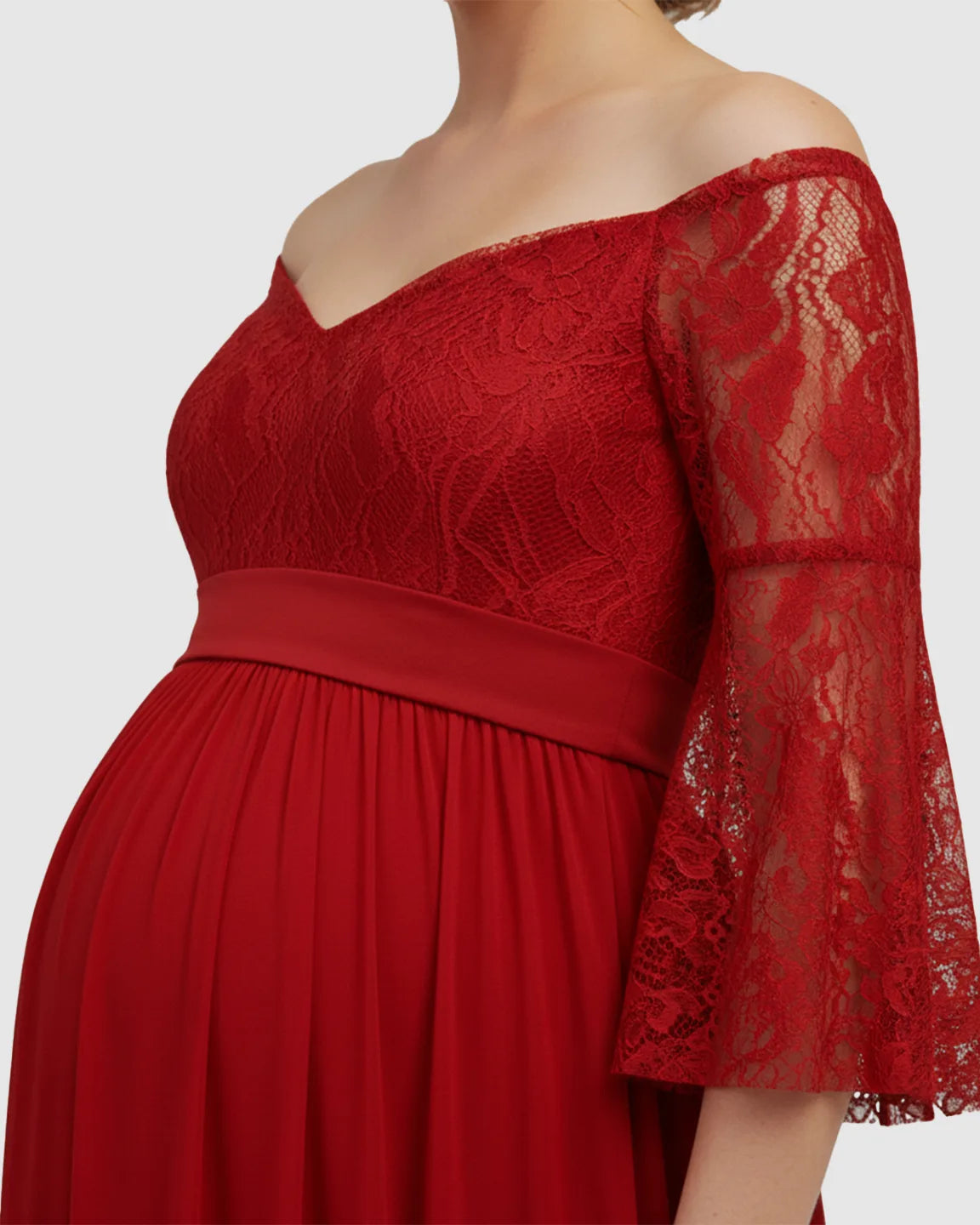 Off-Shoulder Lace Bodice Maternity Photoshoot Dress