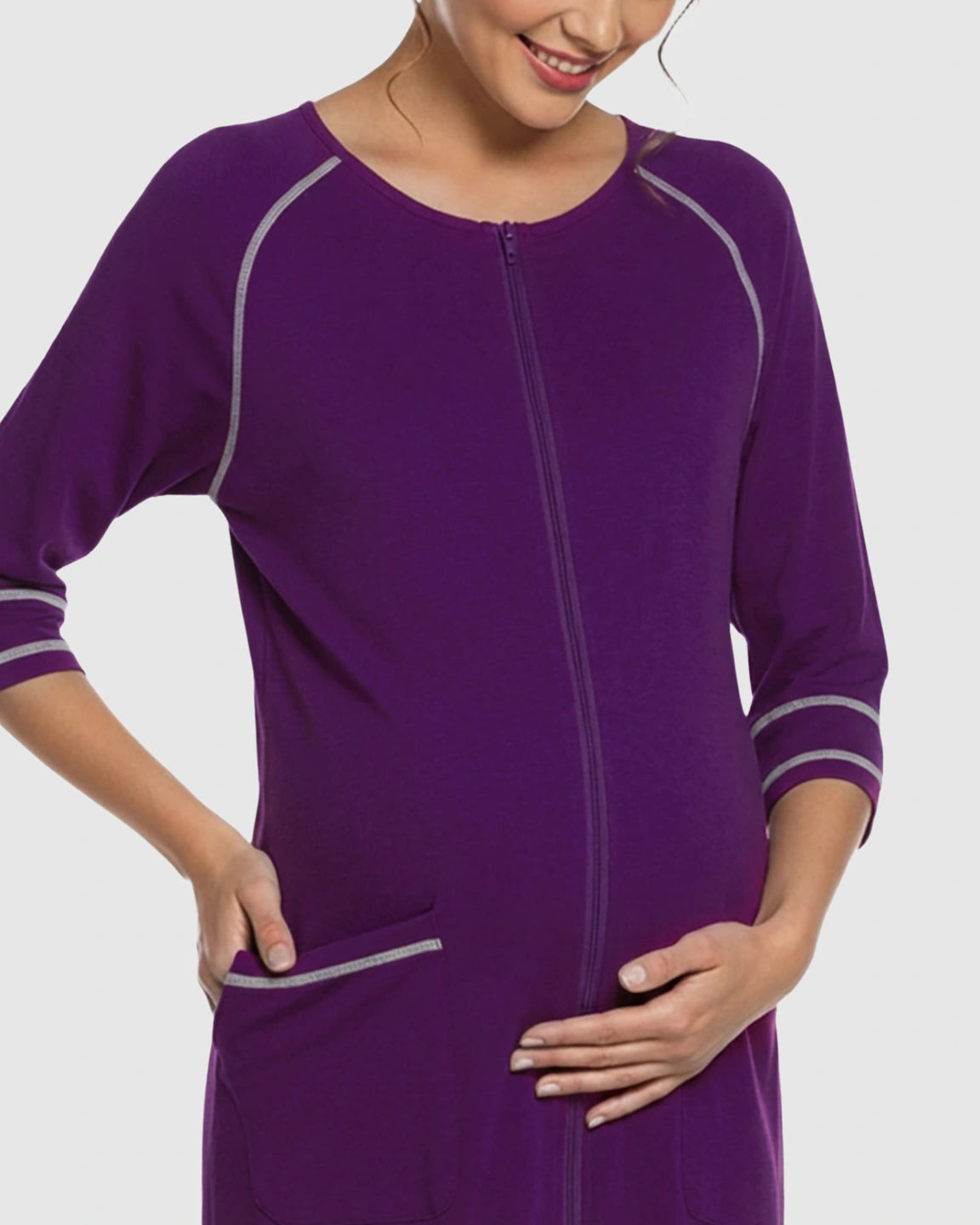 Front Zipper Loose Fit Maternity & Nursing Dress