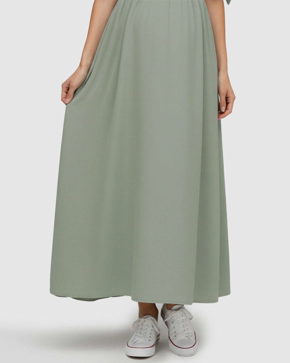 Button V-neck Empire Waist Maternity Maxi Dress