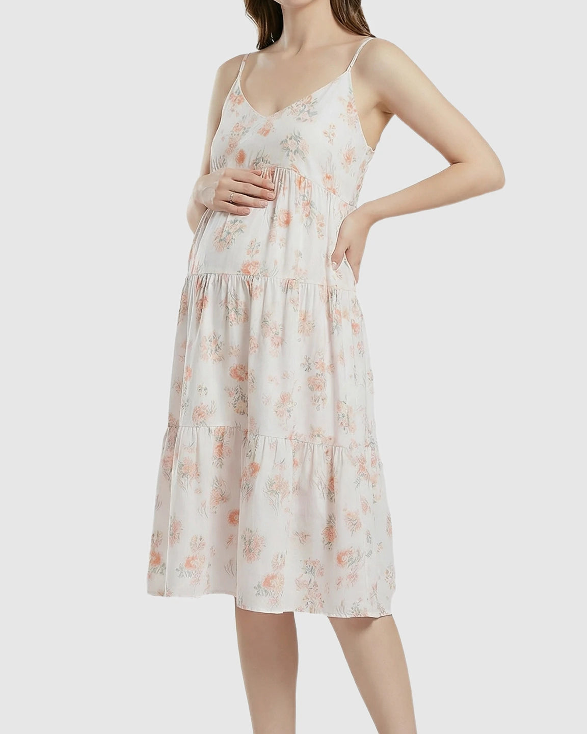 Sleeveless Floral Print Maternity Nightgown