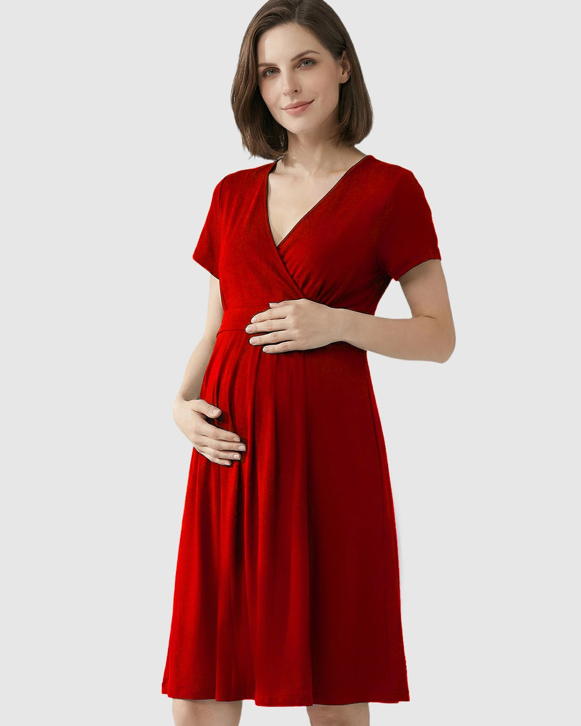 V-Neck A-Line Maternity & Nursing Dress