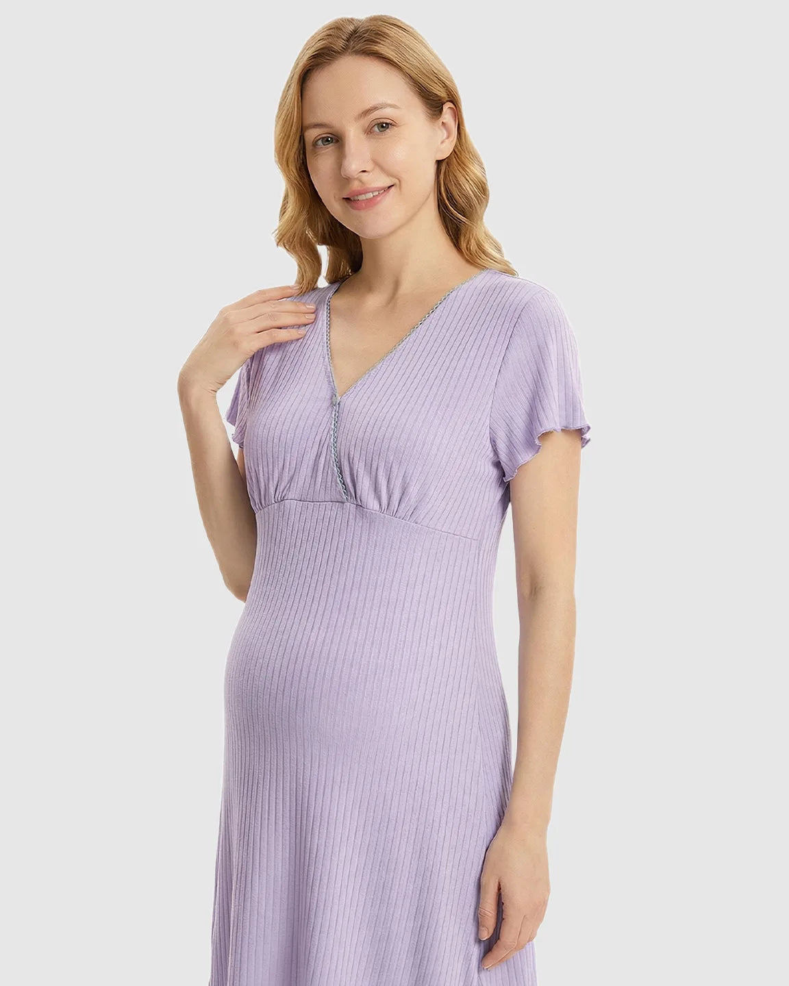 Hidden Nursing Access K-Fashion Maternity Lounge Dress