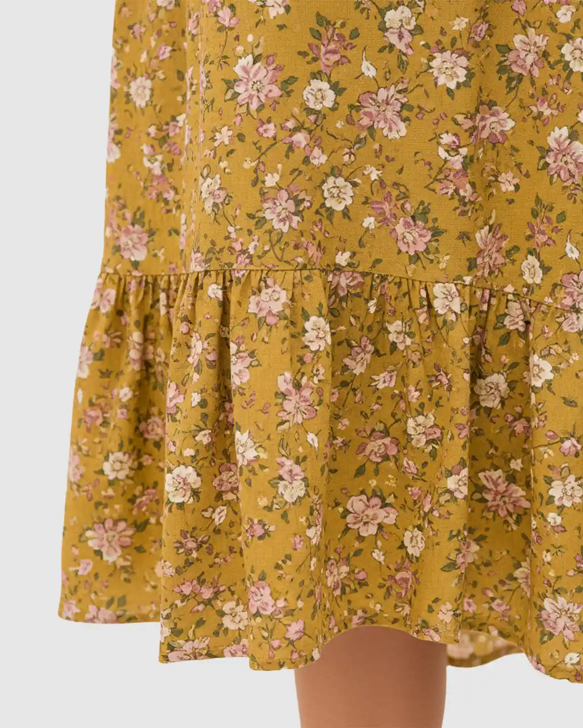 Smocked Bodice Floral Maternity Midi Dress