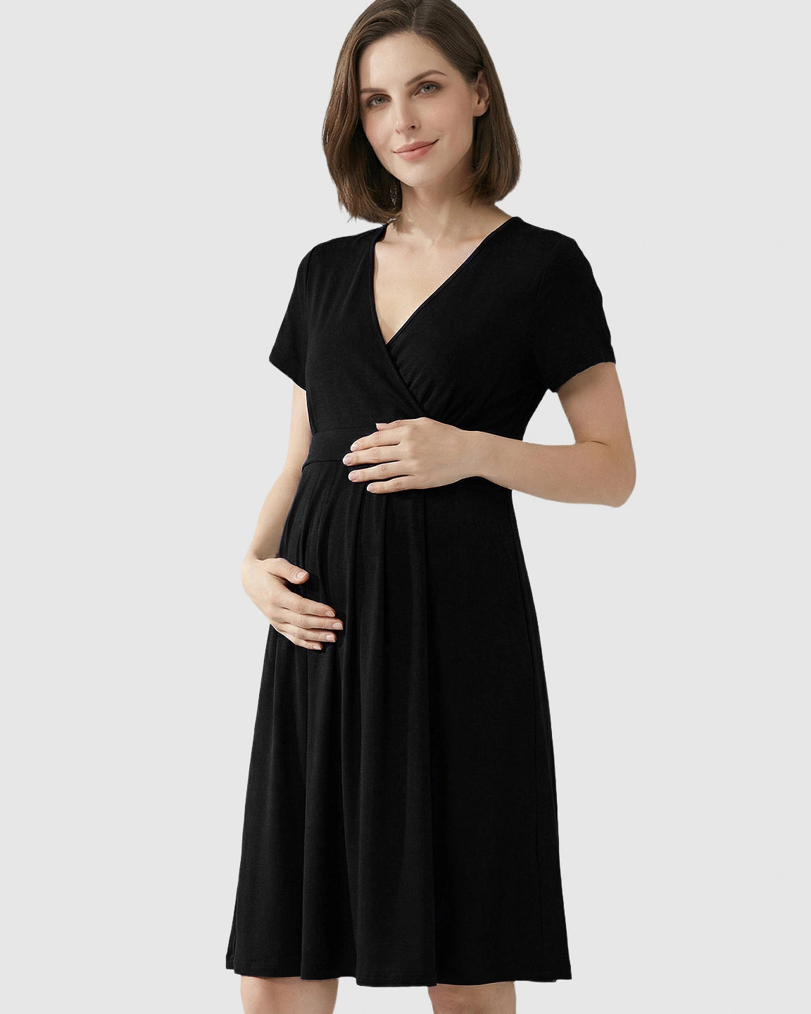 V-Neck A-Line Maternity & Nursing Dress
