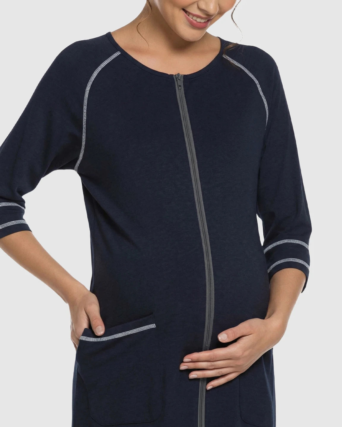 Front Zipper Loose Fit Maternity & Nursing Dress