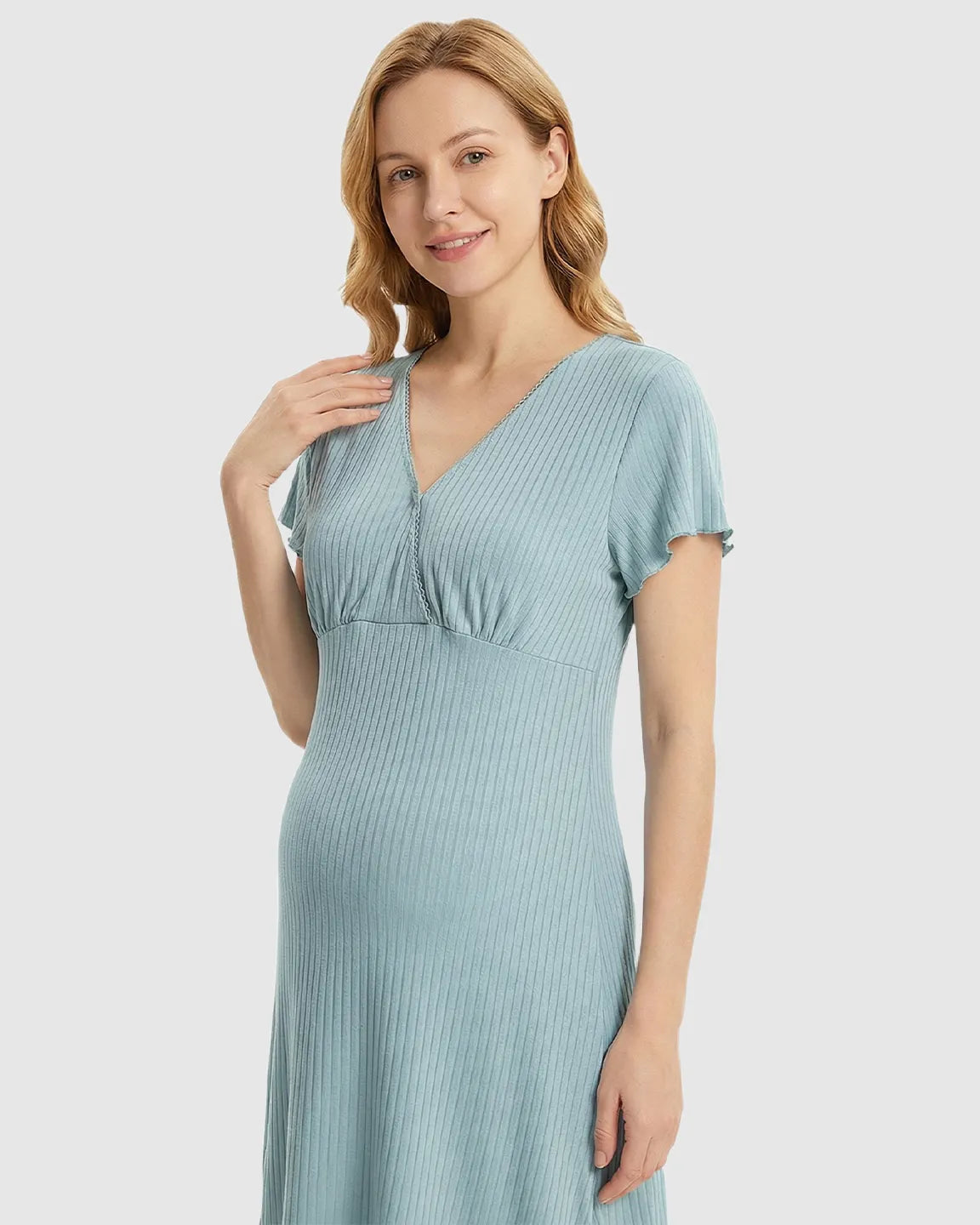 Hidden Nursing Access K-Fashion Maternity Lounge Dress