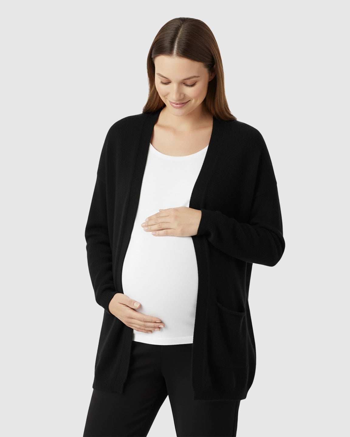 Cozy Wool Blend Long Knit Maternity Cardigan