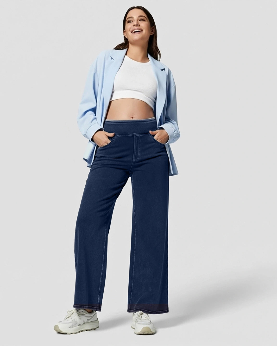 Adjustable Waist Wide-Leg Maternity Jeans