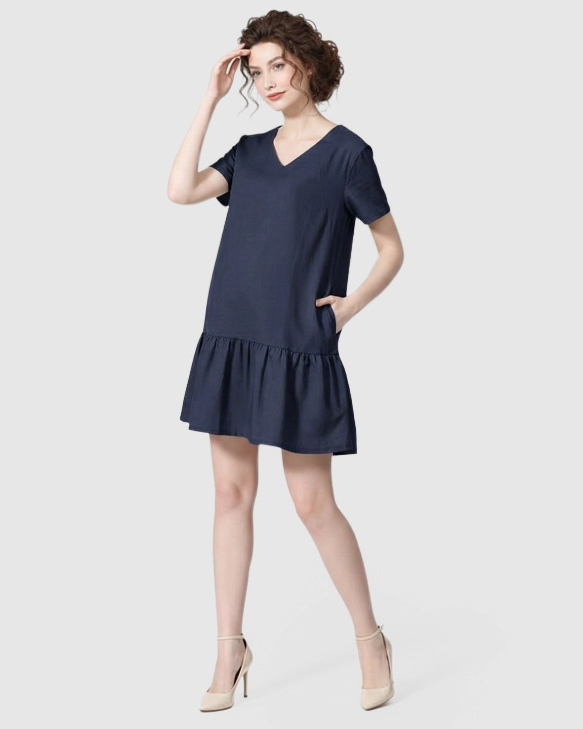 Ruffled Hem A-line Maternity & Nursing Dress