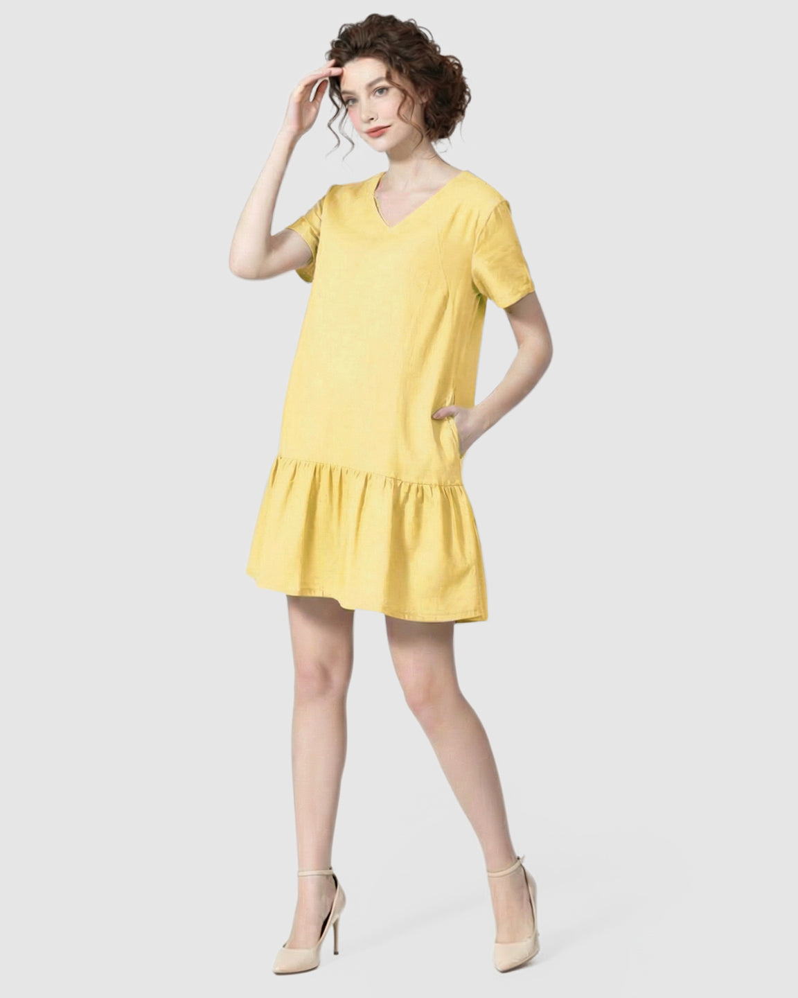 Ruffled Hem A-line Maternity & Nursing Dress