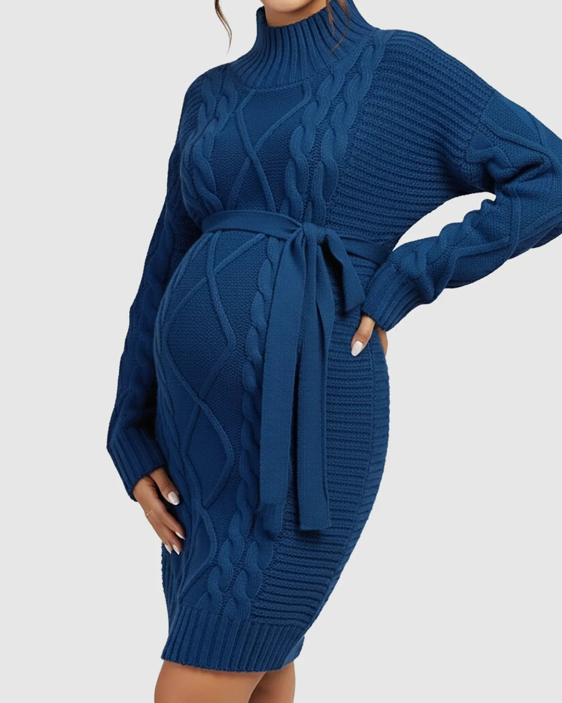 Tie-Waist Knitted Maternity Midi Dress