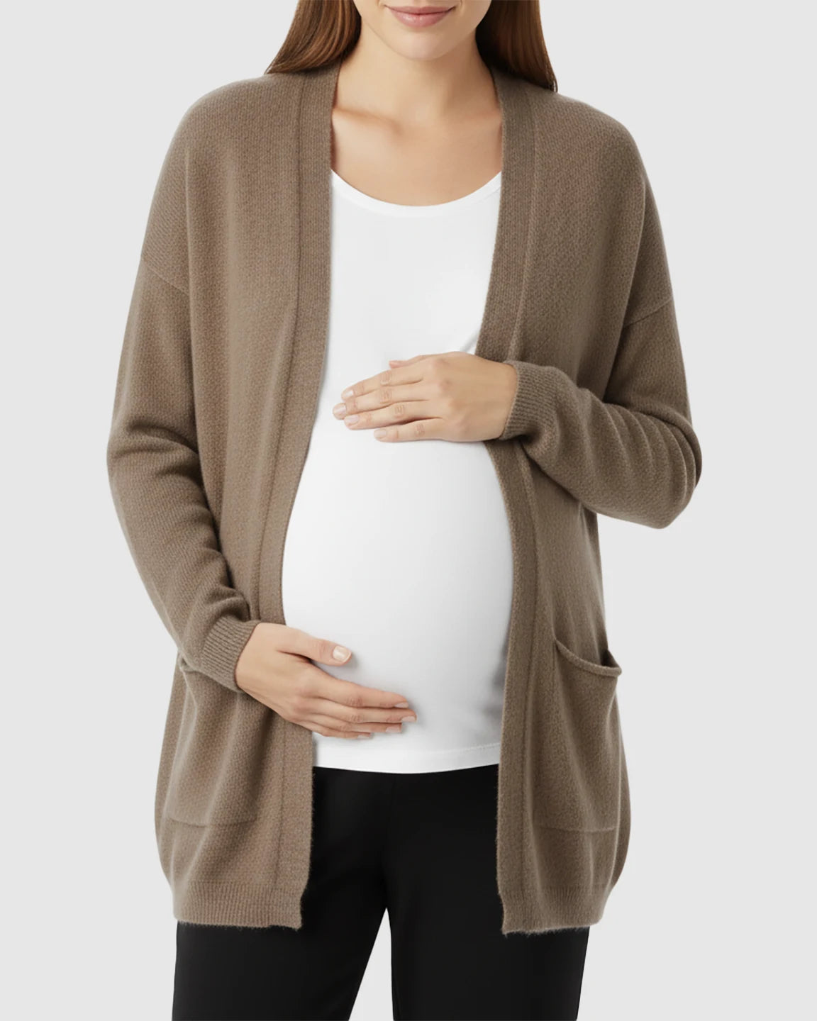Cozy Wool Blend Long Knit Maternity Cardigan