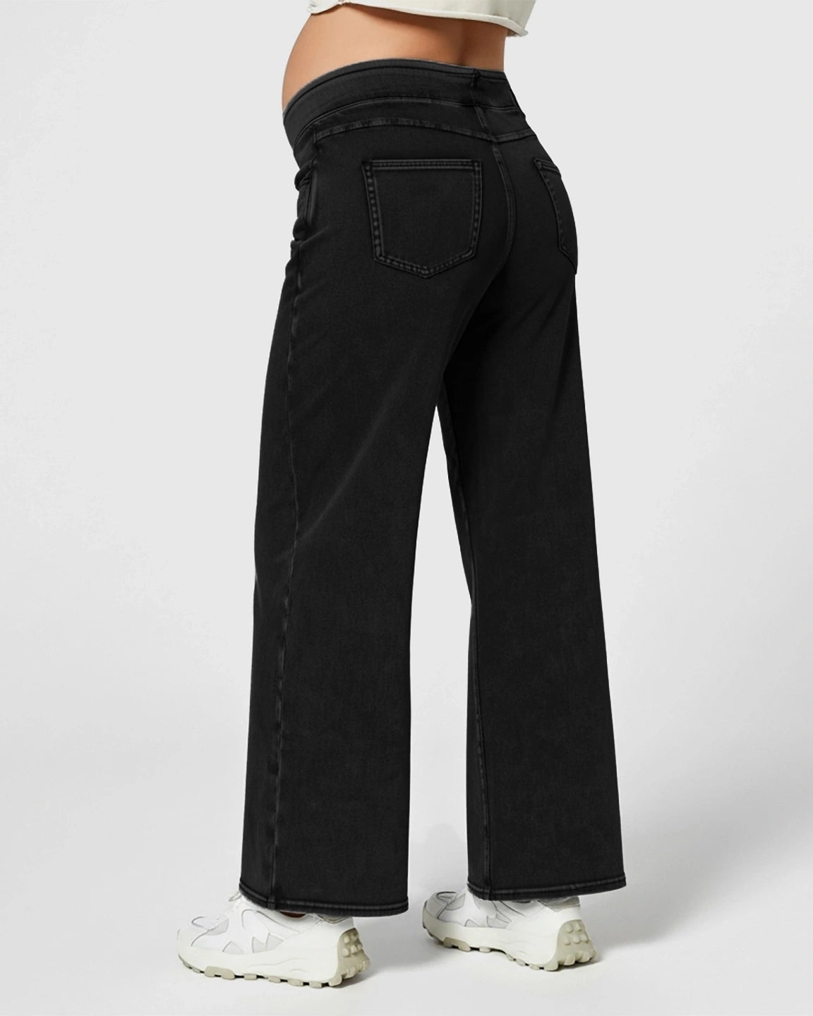 Adjustable Waist Wide-Leg Maternity Jeans